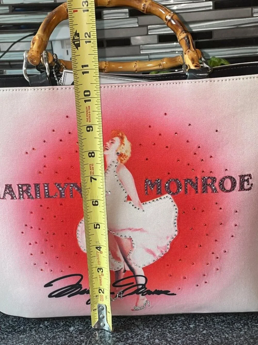 Marilyn Monroe Bamboo Handles Purse New W/ Tags & Dust bag Glam Rhinestone